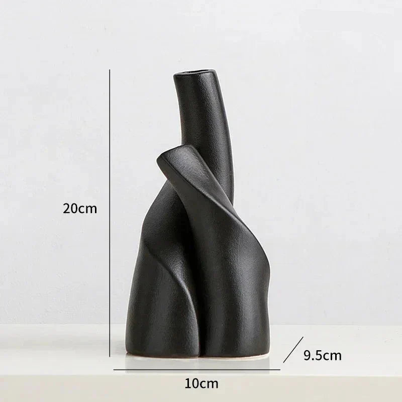 Vaso Escultural Fosco Minimalista em Resina Preto ou Areia