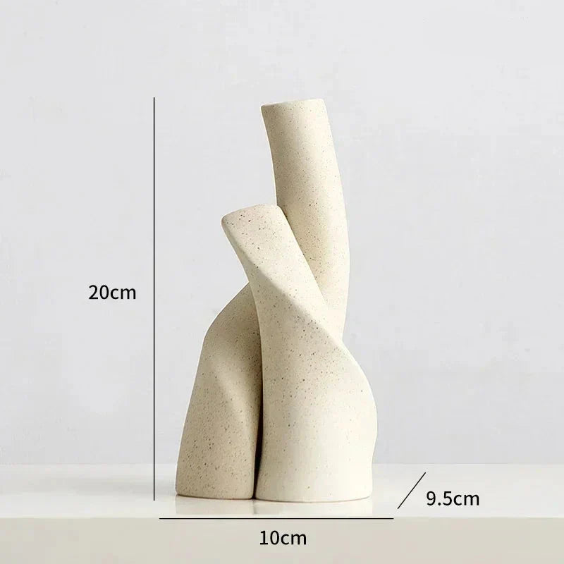 Vaso Escultural Fosco Minimalista em Resina Preto ou Areia