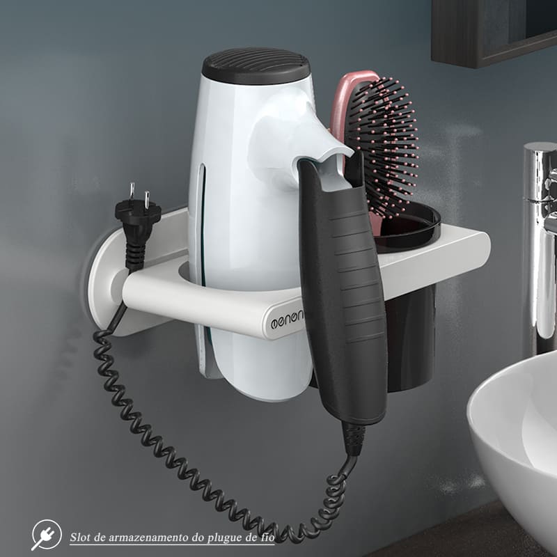 Suporte de Parede para Secador de Cabelo e Utensílios