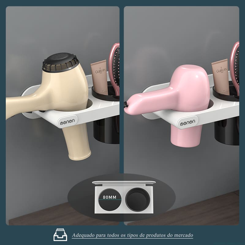 Suporte de Parede para Secador de Cabelo e Utensílios