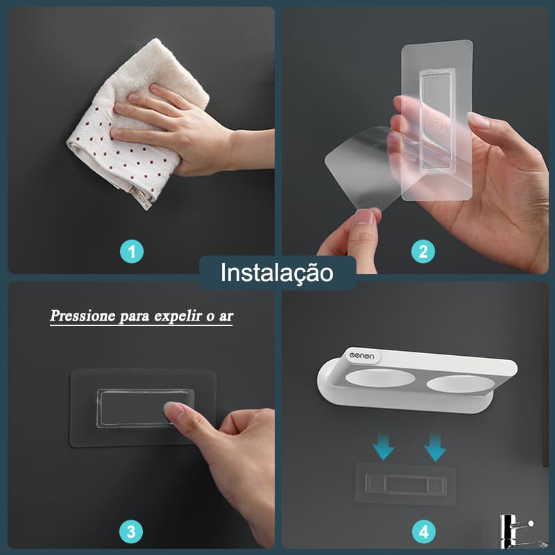 Suporte de Parede para Secador de Cabelo e Utensílios