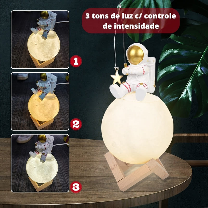Umidificador de Ar e Luminária Astronauta com Controle de Luz