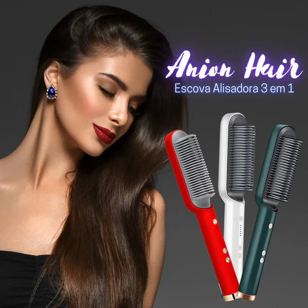 Escova alisadora bivolt 5 em 1   alisa, hidrata, modela, alinha e anti frizz