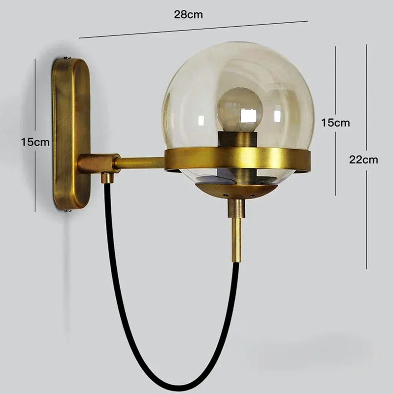 Luminária - Arandela Globe Vintage com Globo de Vidro