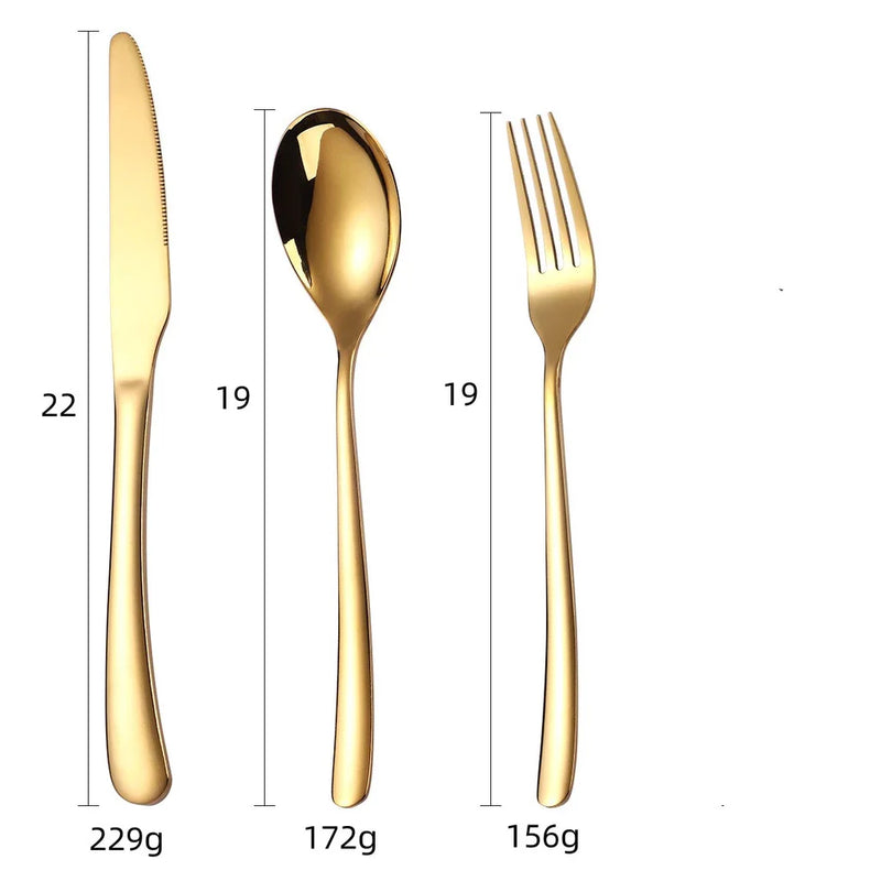 18 Peças Talheres De Ouro Em Aço Inox