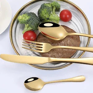 18 Peças Talheres De Ouro Em Aço Inox