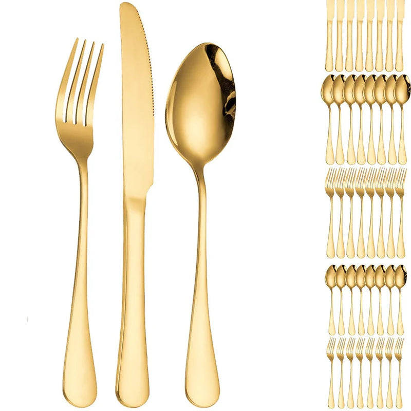 18 Peças Talheres De Ouro Em Aço Inox