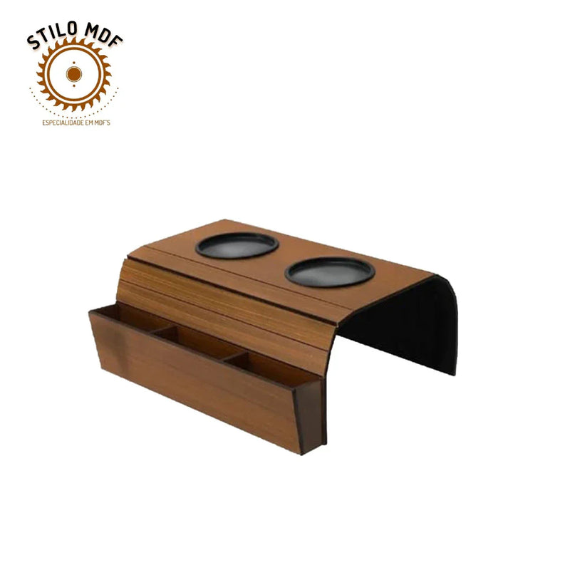 Esteira porta controle + porta copo em mdf