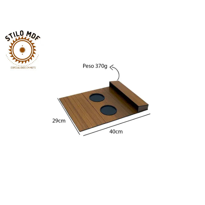 Esteira porta controle + porta copo em mdf