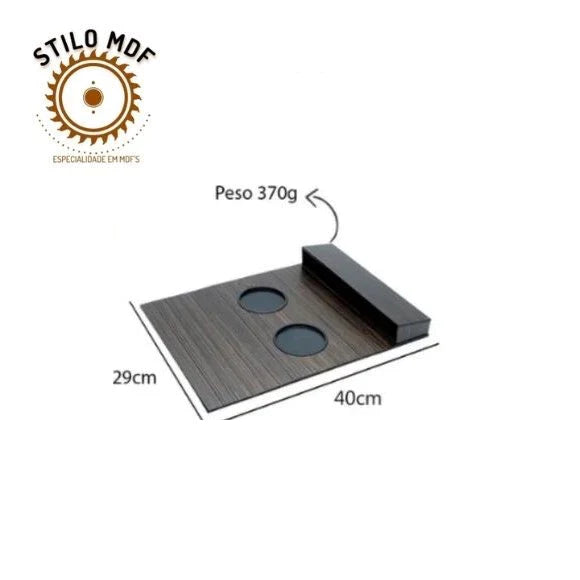 Esteira porta controle + porta copo em mdf