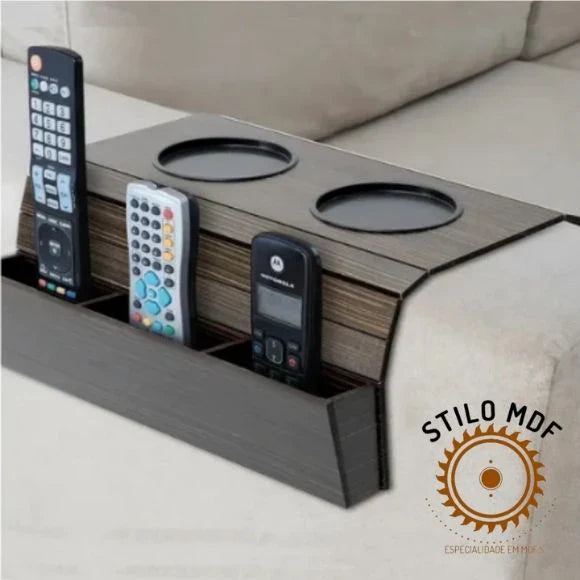 Esteira porta controle + porta copo em mdf