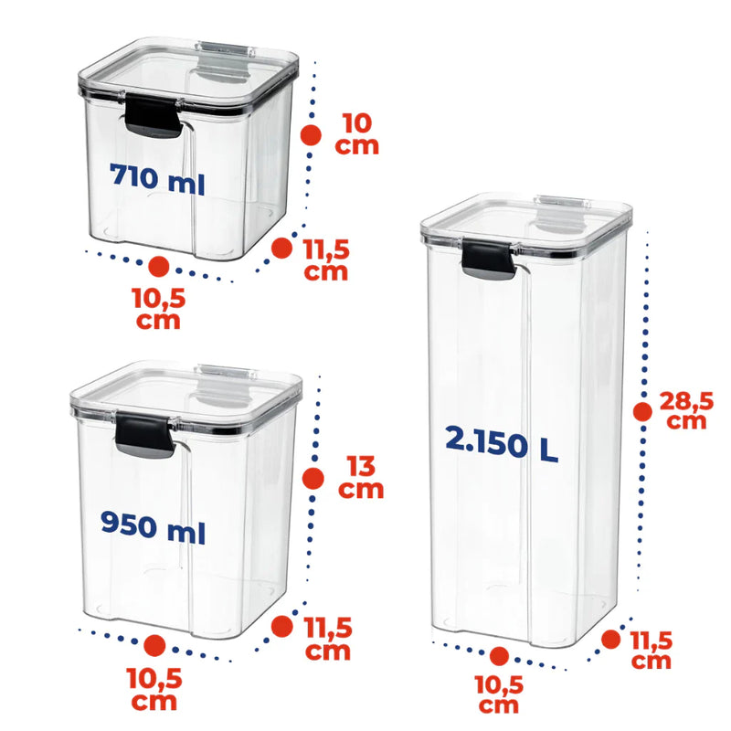 Conjunto 7 Potes Herméticos