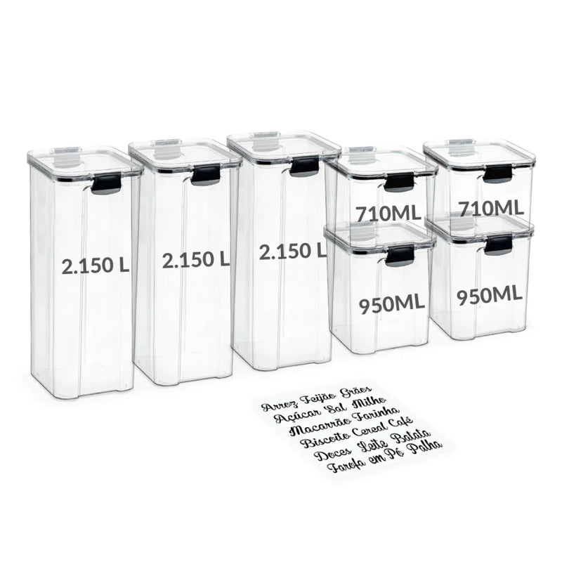 Conjunto 7 Potes Herméticos