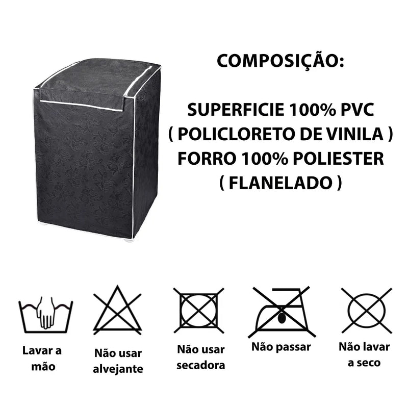 Capa para Máquina de Lavar preto- Vários tamanhos