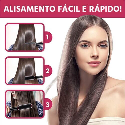 Escova alisadora bivolt 5 em 1   alisa, hidrata, modela, alinha e anti frizz