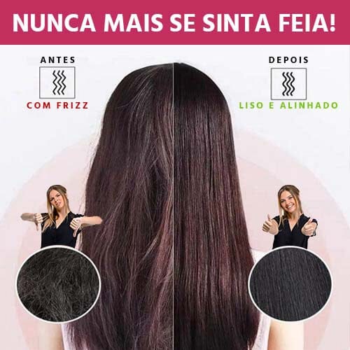 Escova alisadora bivolt 5 em 1   alisa, hidrata, modela, alinha e anti frizz