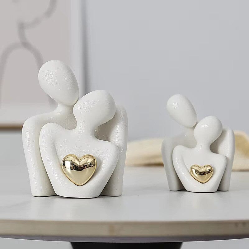 Escultura Minimalista Casal Apaixonado em Cerâmica