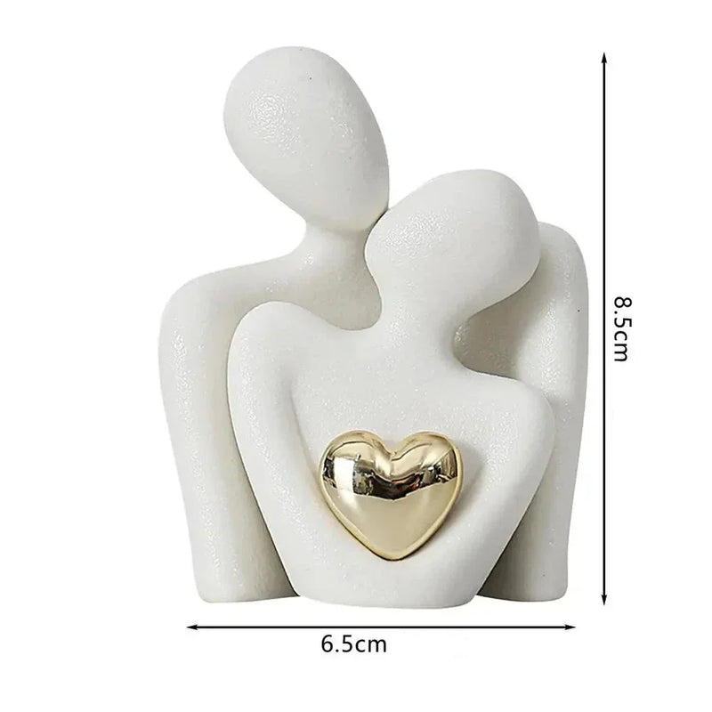 Escultura Minimalista Casal Apaixonado em Cerâmica