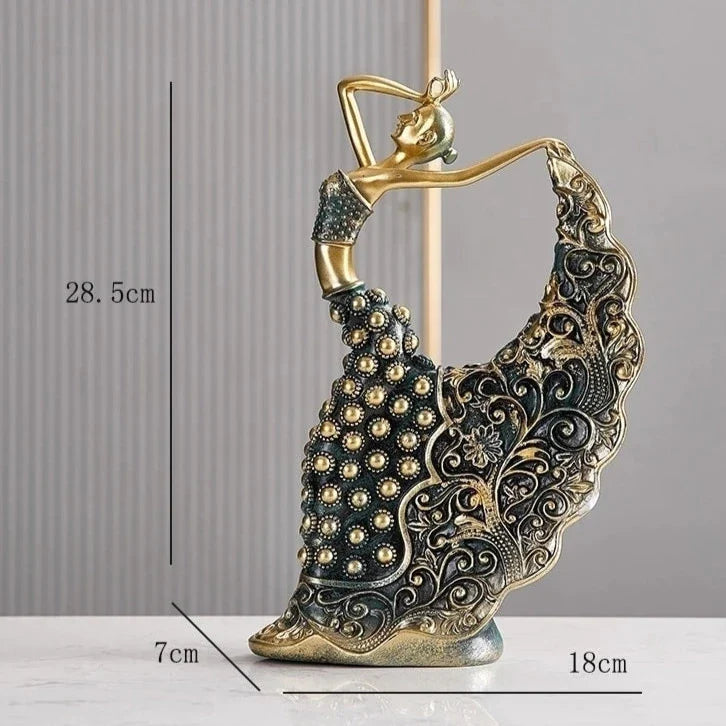 Escultura Bailarina em Resina com Detalhes Florais