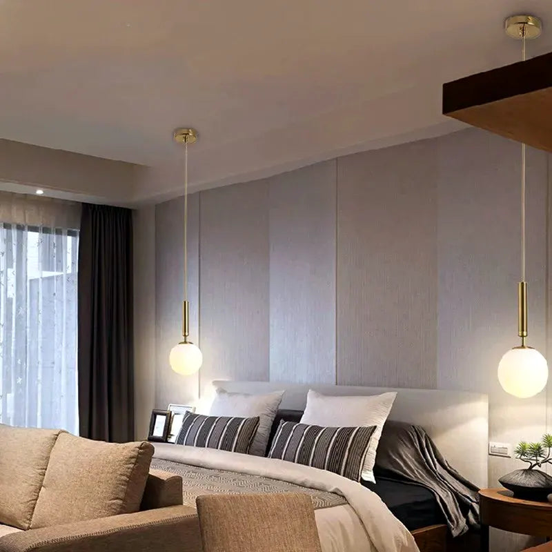 Luminária - Pendente LED Esfera de Vidro Branco