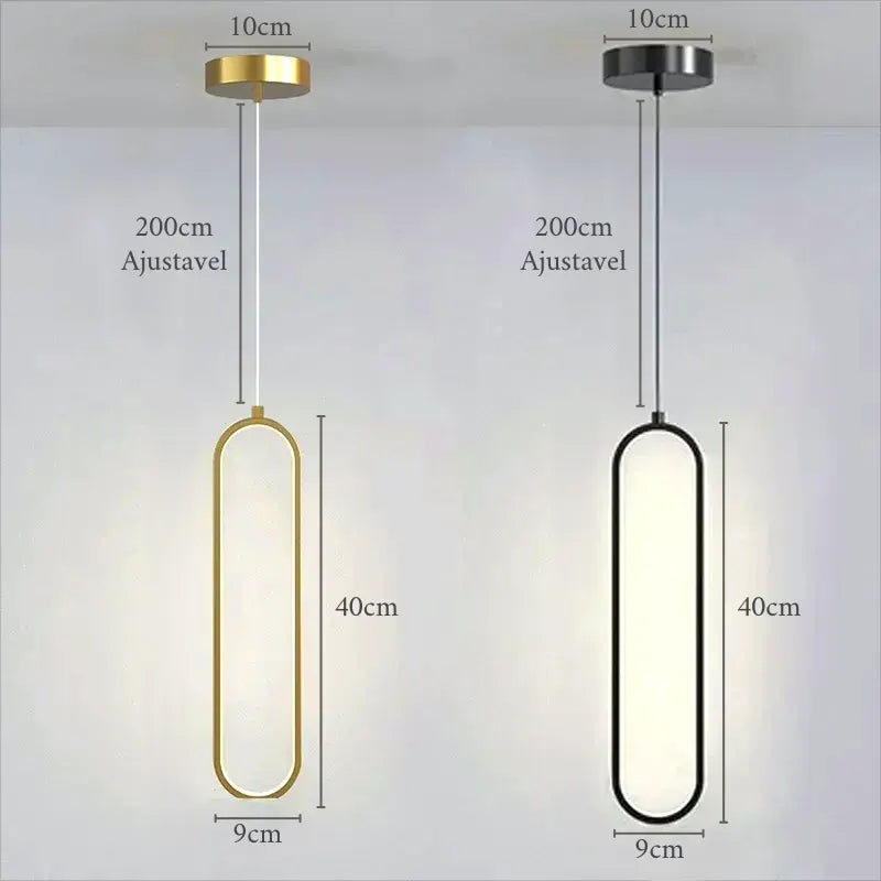 Luminária - Pendente LED Oval Contemporâneo