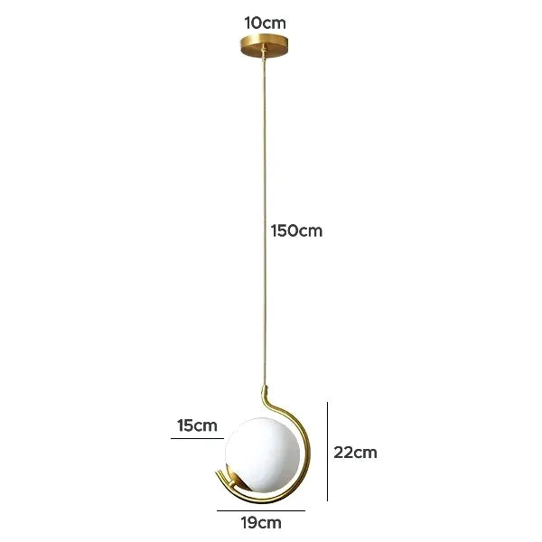 Pendente Meia Lua com Globo em Vidro