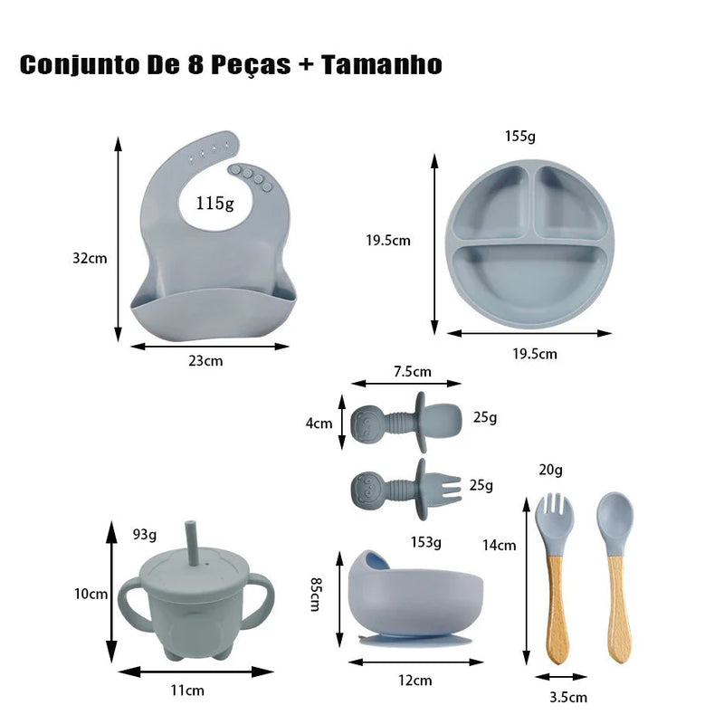 Talheres bebê silicone 8 Peças