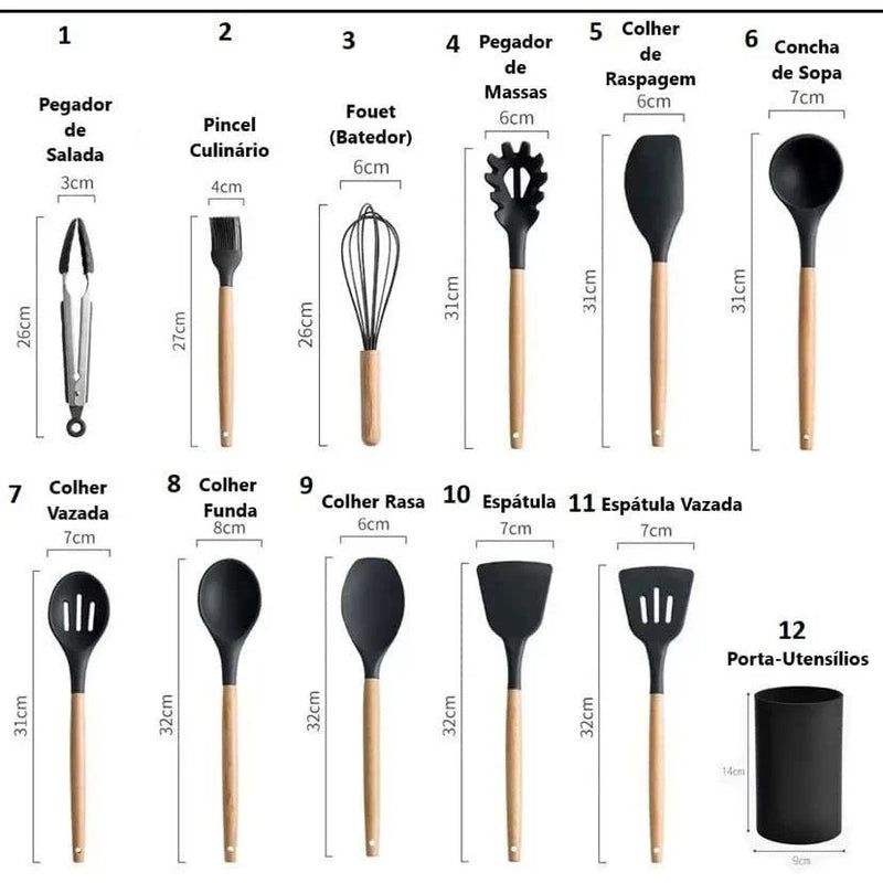 Kit C/12 Peças Utensílios De Cozinha